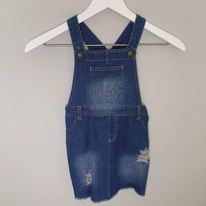 NWOT Toddler Girl Distressed Overall Suspender Skirt - 4T
